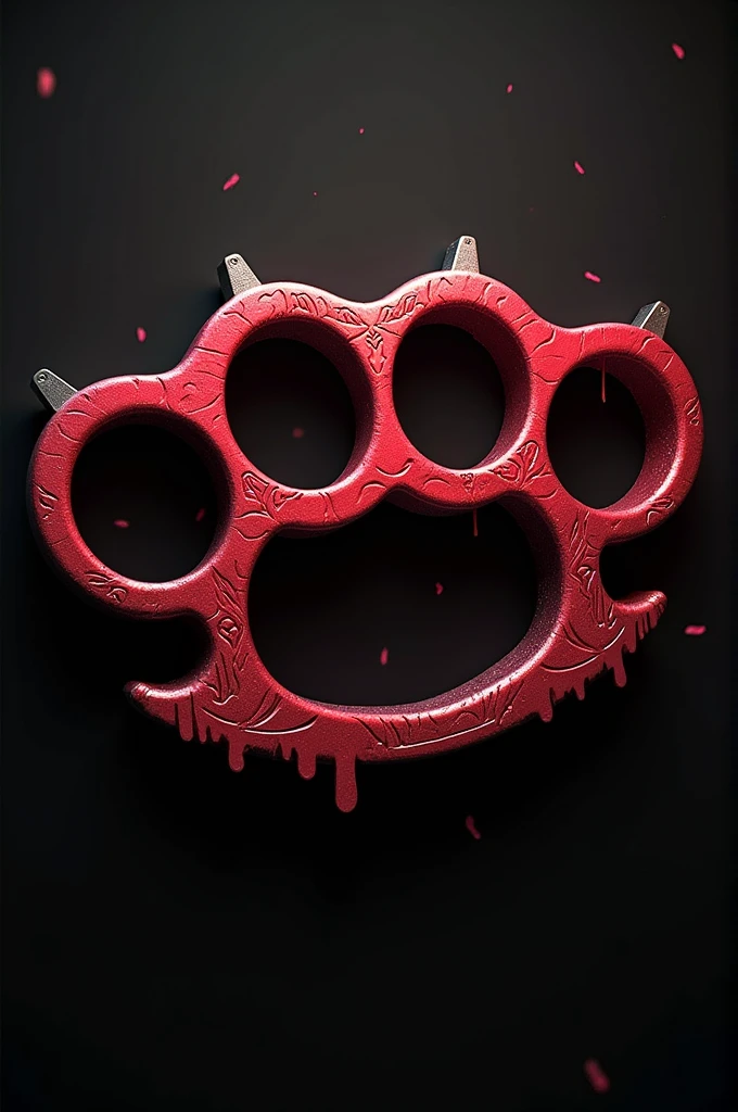 A pair of brass knuckles made of a bright red metal and engraved with various Blood symbols. drawn and animated