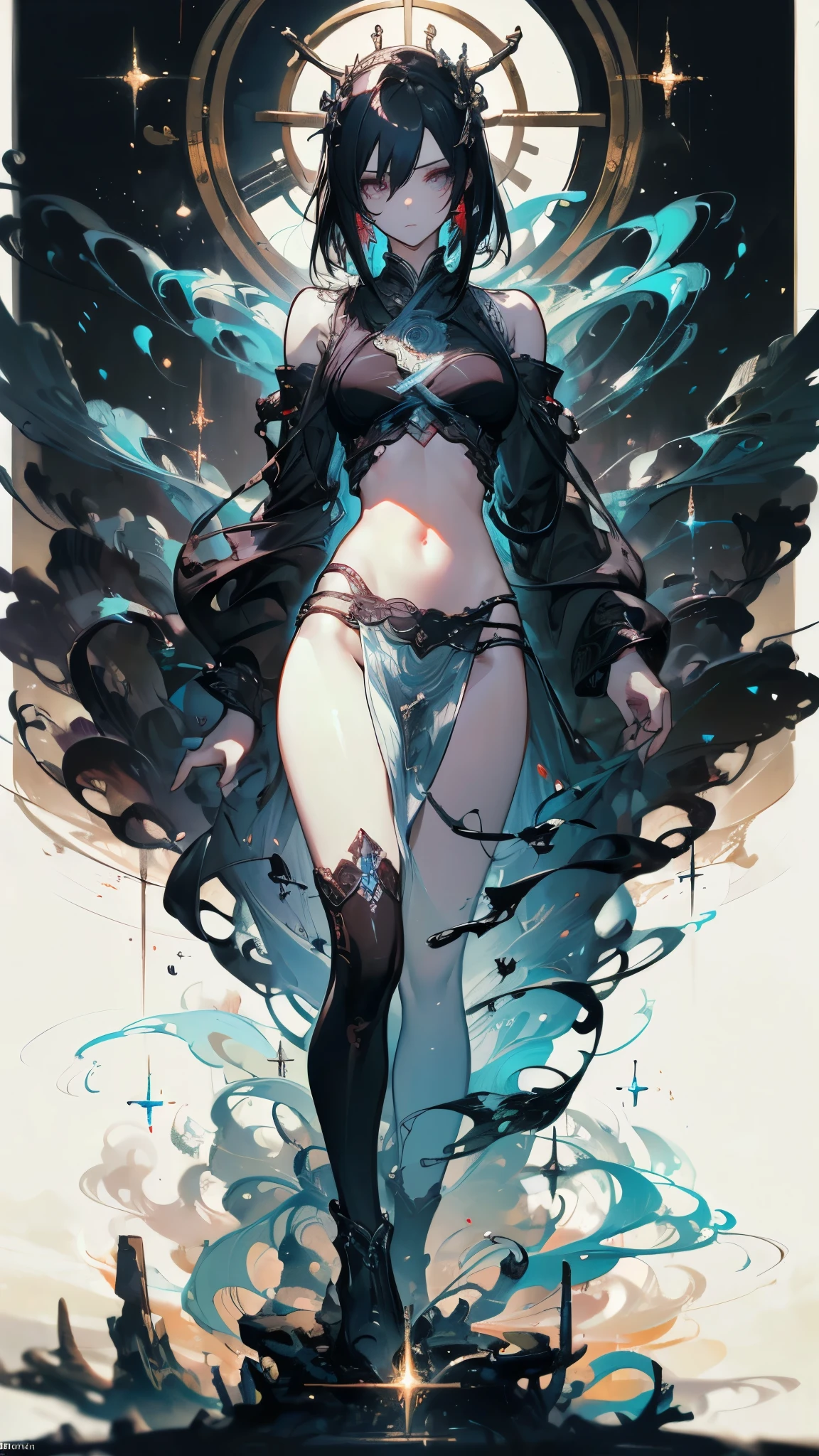 ((masterpiece, best quality)), Epic battlefield atmosphere,Black Myth,Journey to the West,antiquity,Delicate face,Depicting a beautiful destiny,Short flowing hair,whole body,Standing picture,Sparkling eyes,Perfect body proportions,sexly
