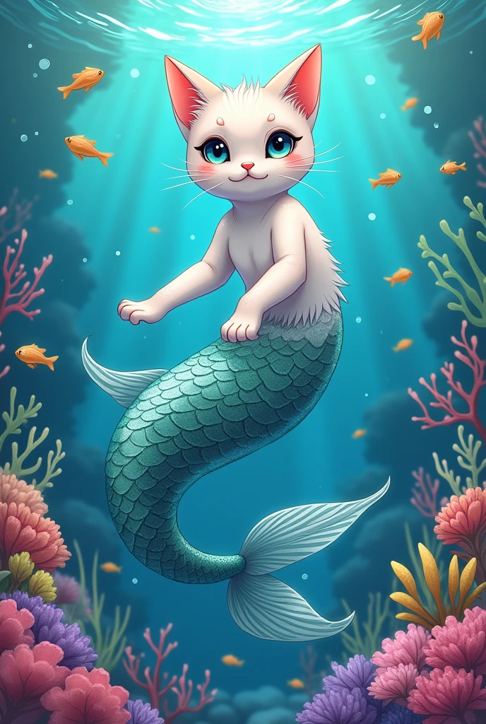 A mermaid cat in anime