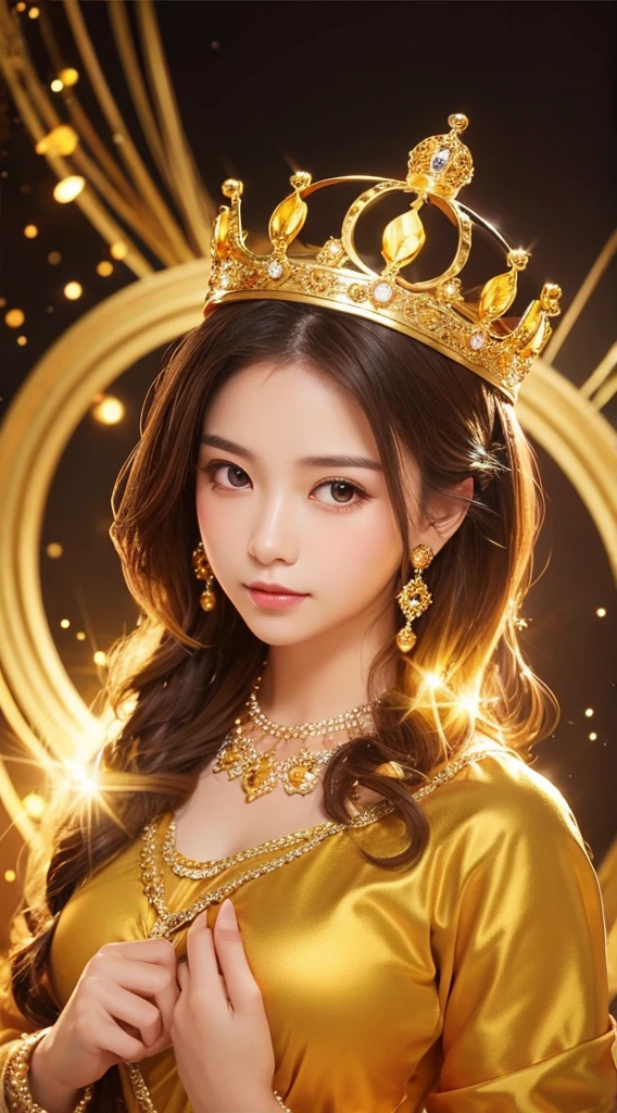 Goddess　gold　Gorgeous background　crown　