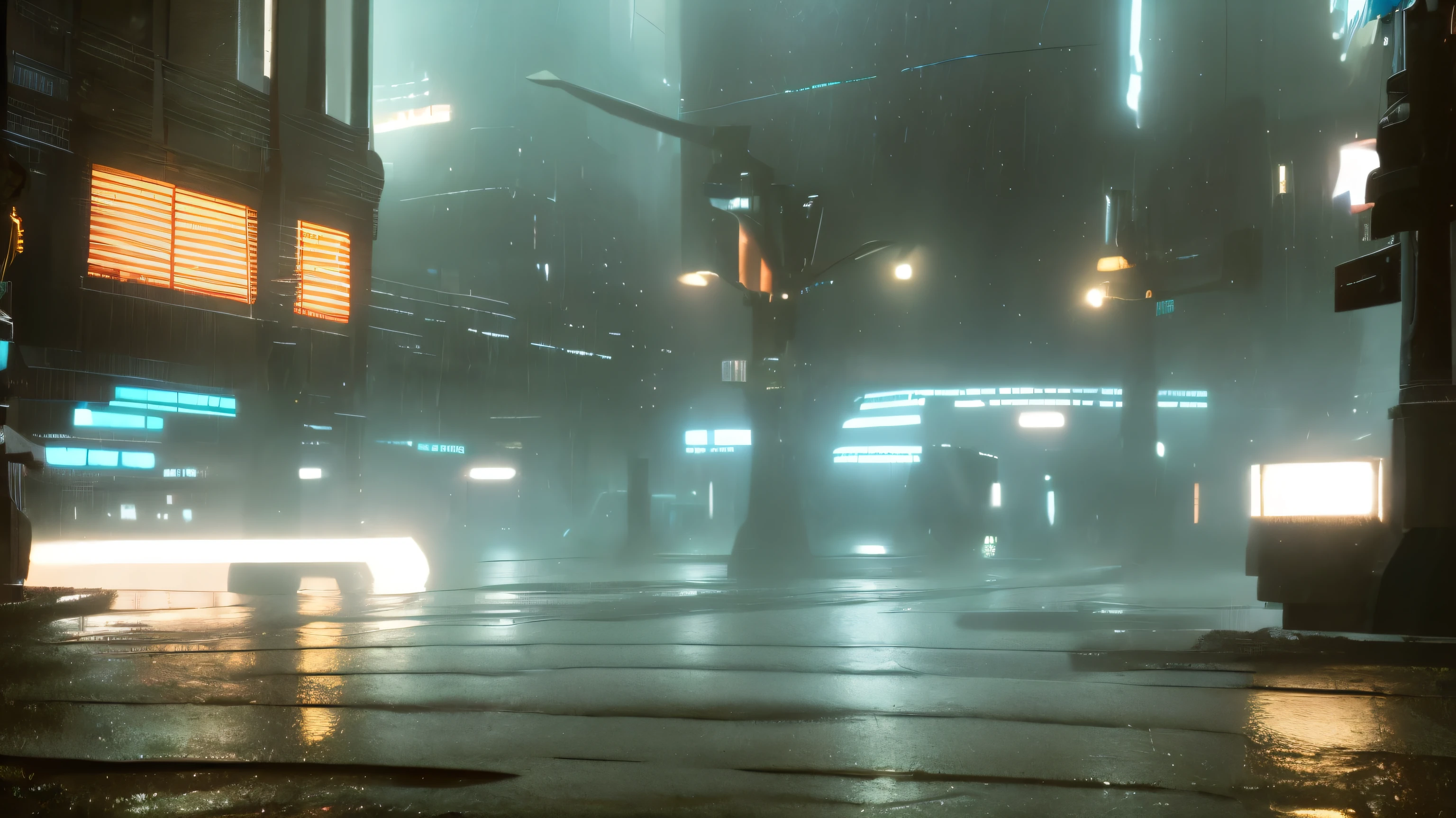 ((Best quality)), ((Masterpiece)), (highly detailed:1.3), Cyberpunk rainy street at night, cinematic, inspired by bladerunner, inspired by syd mead,Hdr (High Dynamic Range), Ray Tracing, NVIDIA RTX, Super-Resolution, Unreal 5, Texture PBR, Post-processing, anisotrope filtering, depth of field, Maximum Clarity and Sharpness, specular maps, Ombrage de surface, Accurate Simulation of Light-Material Interaction, perfect Proportions, Rendered in octane , two tone lighting, Rule of Thirds, Grande ouverture, 8K RAW, Sous-pixel efficace, Convolution sous-pixel, light diffusion, Effet Tyndall