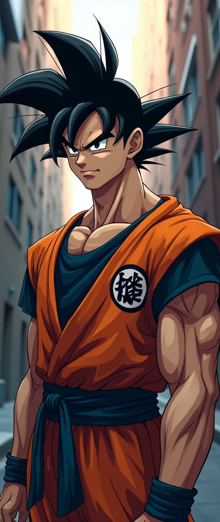 (Realistic,fotorrealista:1.37), design de t-shirt, fundo branco ultra-detalhado,Detailed illustration of Goku as a vampire(circunstanciado,emocional,Expressivo,feature),com roupas estilo streetwear(fashionable,Urbano,casual),Standing in a narrow alley(sombrio,corajoso,Urbano),criado com sombreamento e texturas detalhadas(linhas detalhadas,textured surfaces),cores vivas com uma mistura de tons vibrantes de arte de rua(grafity,Arte Pop,arte Urbanoa),exalando uma aura de poder(poderoso,Energetic,Dynamic presence). The lighting in the scene should be dramatic and focused, com fortes contrastes entre luz e sombra (dramatic lighting,High contrast lighting). Overall image quality should be of the highest standard (best quality,4k,8k,Altas,master part:1.2), capturando cada detalhe intrincado do rosto de Goku, penteado, garments, and muscular physique(tags adicionais para Goku: cabelo espetado, muscular build, confident expression, Olhos determinados). A atmosfera do beco deve refletir um ambiente Urbanoo e arenoso, with hints of a city skyline in the background.