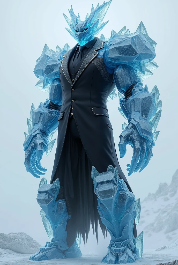 An Ice Golem wearing a black suit