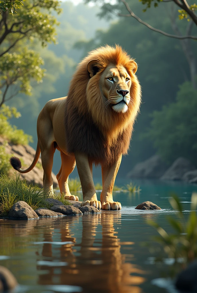 River plus lion