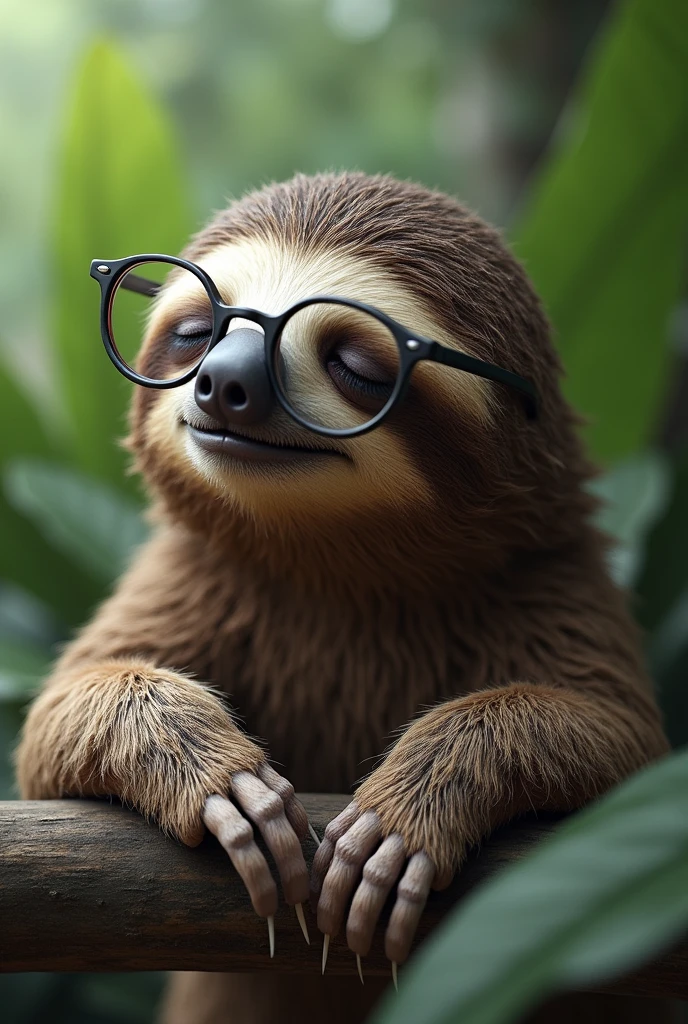 Sloth wearing glasses attitude sleeping 