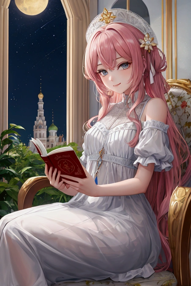 a  sitting in the звезды and reading a colored shining book, радужный цвет космической туманности фон неба, звезды, галактики