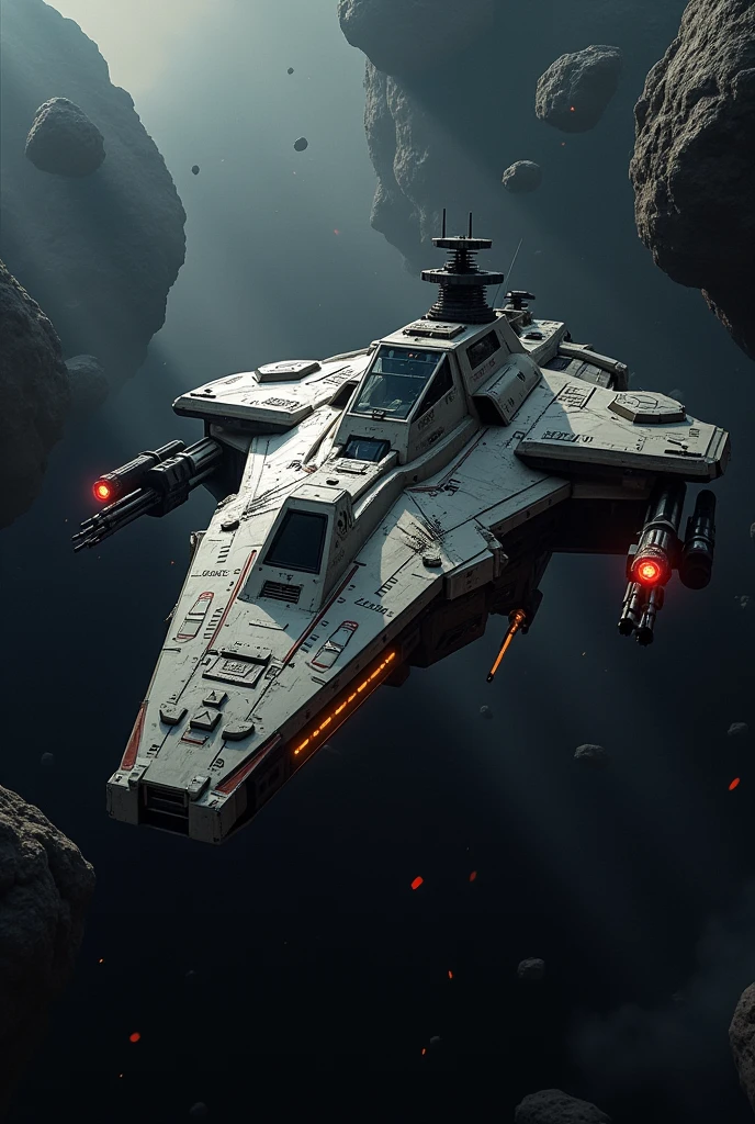 armored combat spaceship "application" in the asteroid belt 