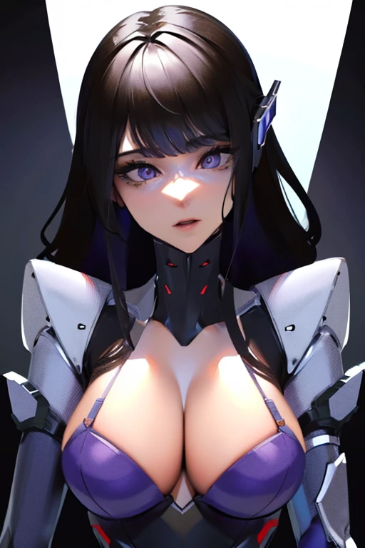 (masterpiece),(Highest quality),(Super detailed),(Best illustrations),(Best Shadow),(Absurd),(Detailed Background),(so beautiful), 16K, 8K, 4K,(Best Shadow),empty eyes,robotization,woman ,big bust,Robot Joint ,Metal skin,Black Suit,long hair,a black suit that covers the whole body,robot raiden shogun ,cyber suit,chrome body,mecha skin,metal skin