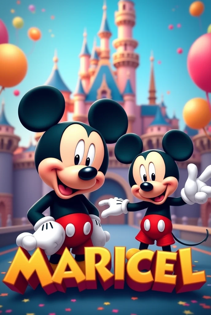 Can creat a wall paper indicate maricel name with Mickey mouse background
