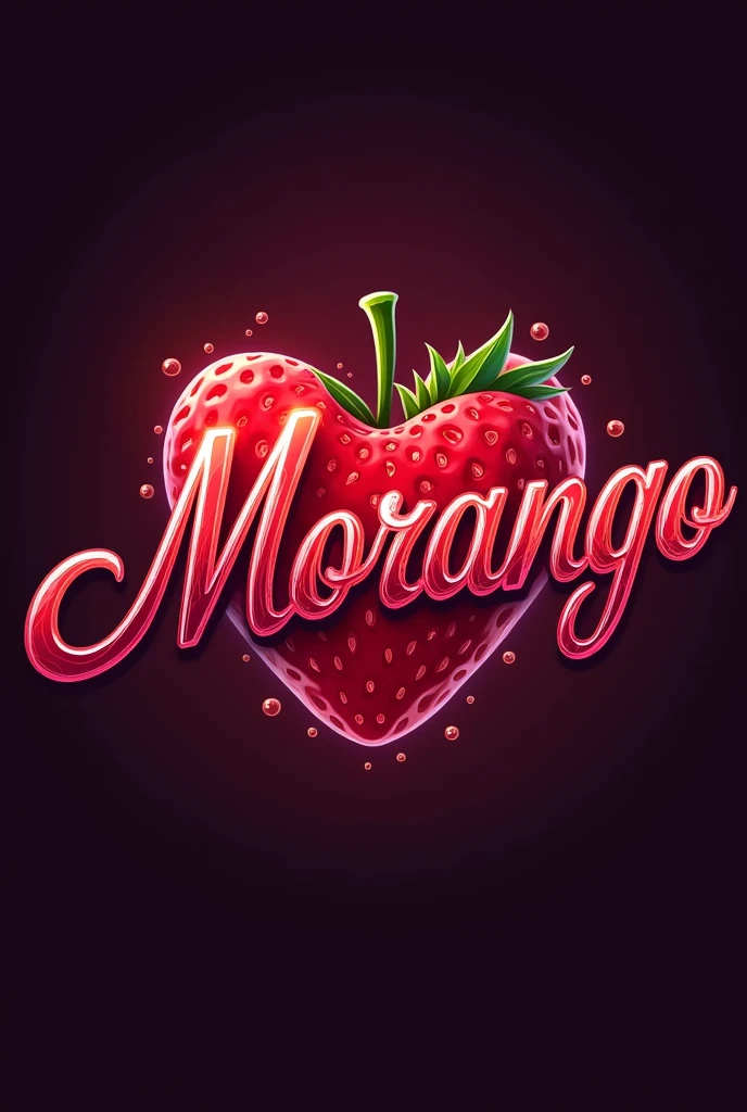 create a logo with the name MORANGO for a party and with strawberry details in the letter. Use a sexy font.