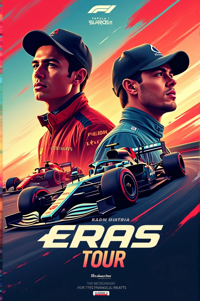 Oscar Piastri and Lando Norris on a poster for The Eras Tour