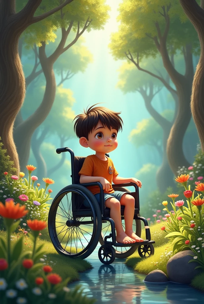Wheelchair barefoot boy