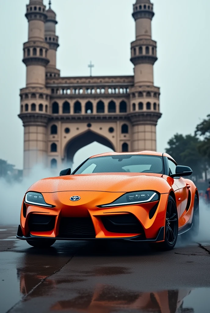 Supra car at Charminar with smoke