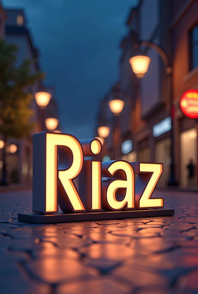 Riaz name 3d design with streets light