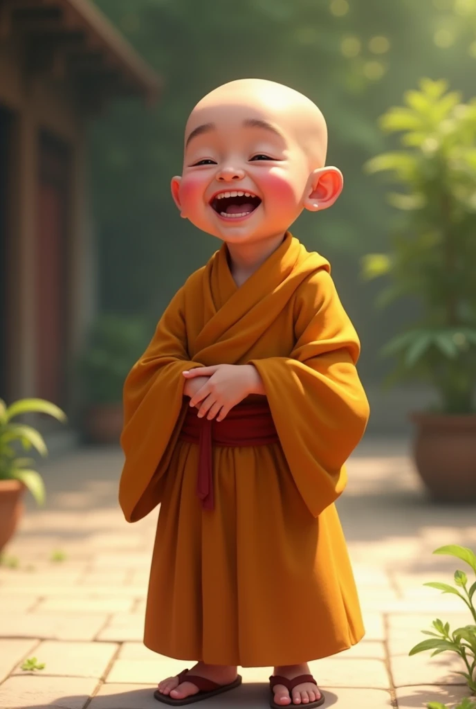 Kid monk laughing