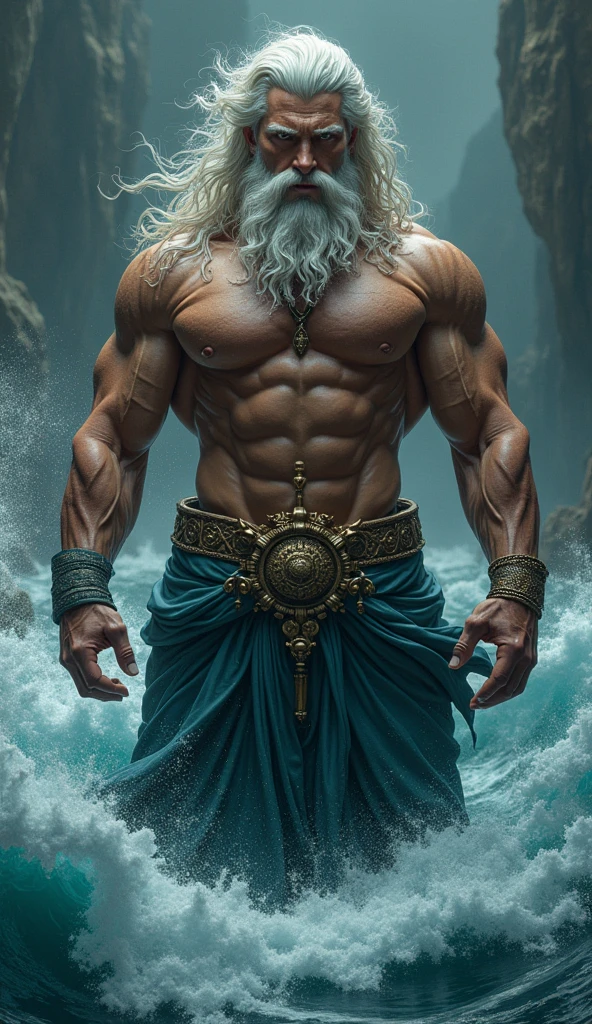 Neptune、Poseidon、solo, High resolution, Close your mouth, masterpiece, accurate, Anatomically correct, Highest quality, whole body、