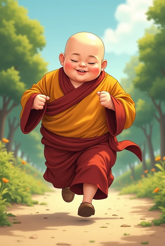 Fatty Kid monk running