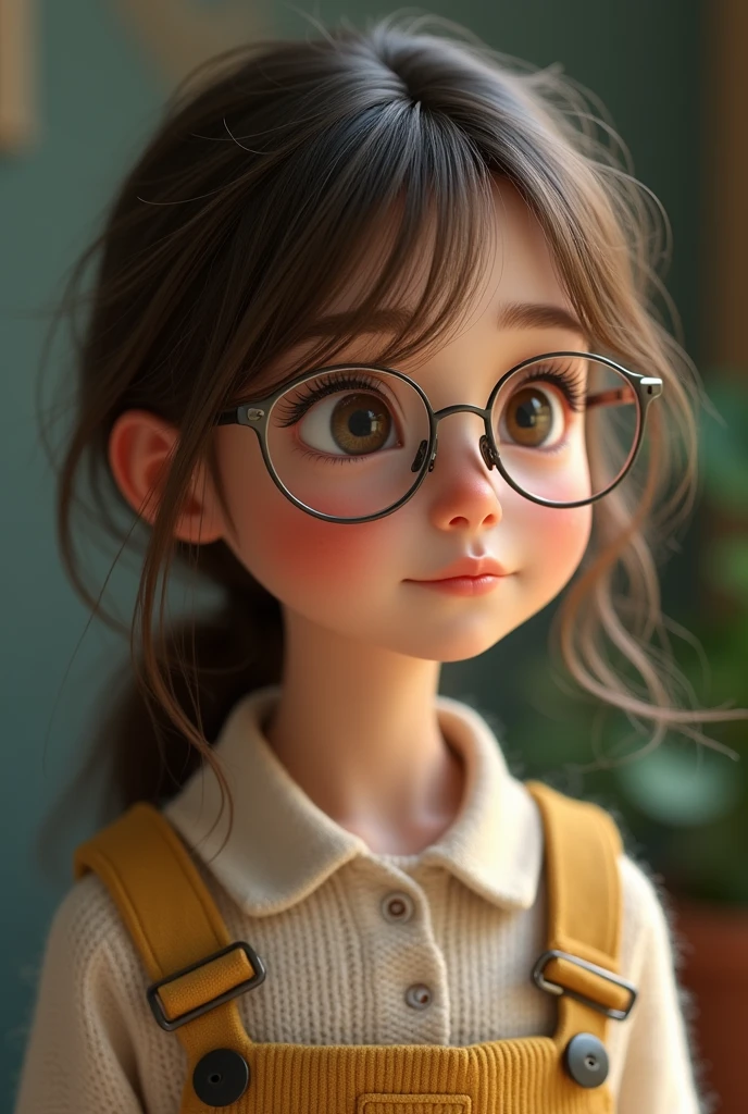A small girl with glasses and brunette image