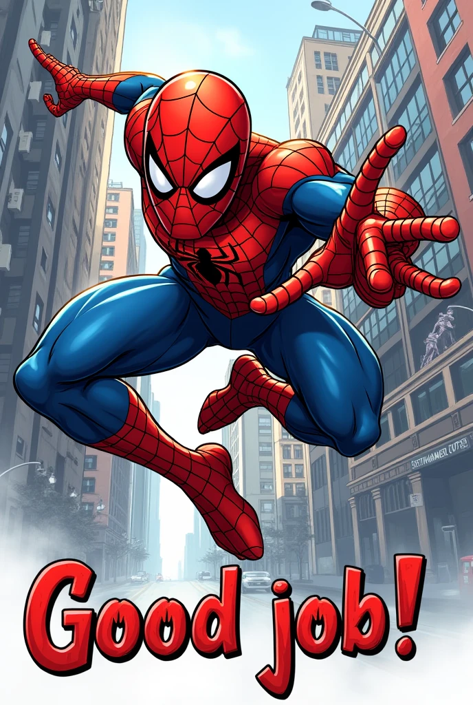 Spiderman drawing with the text good job