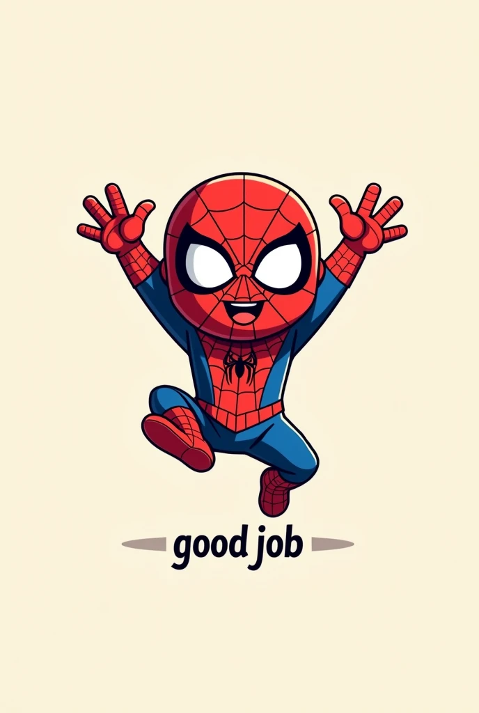 Spiderman chibi drawing with the text good job 