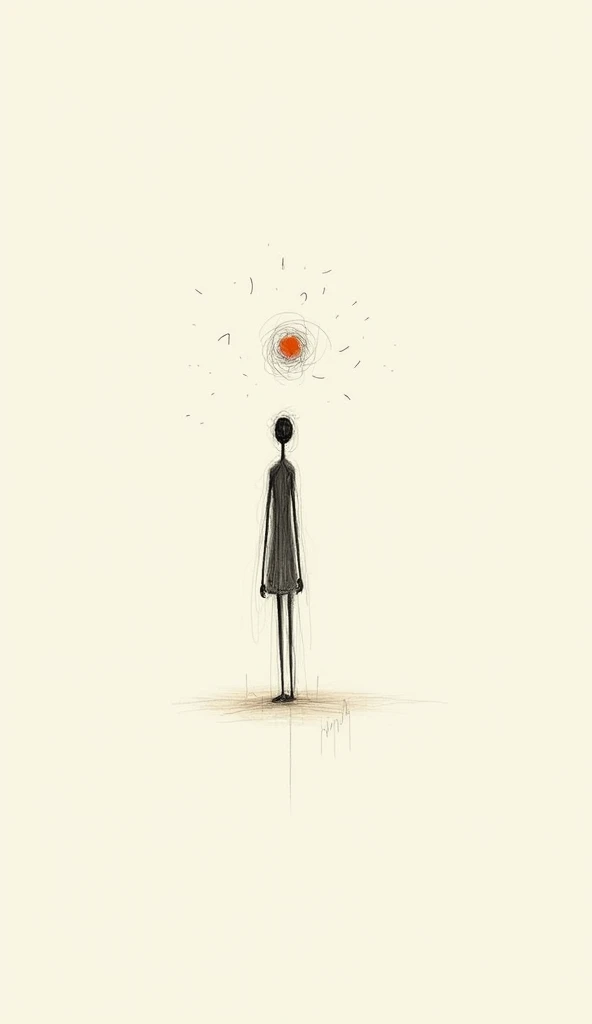 A VERY simple image like a drawing (scribble) of one alone (Solitary), I want a symbolic image without looking sad