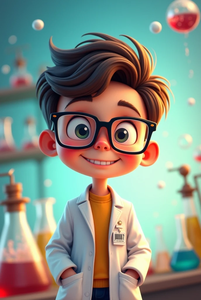 DR. Animated boy with square glasses