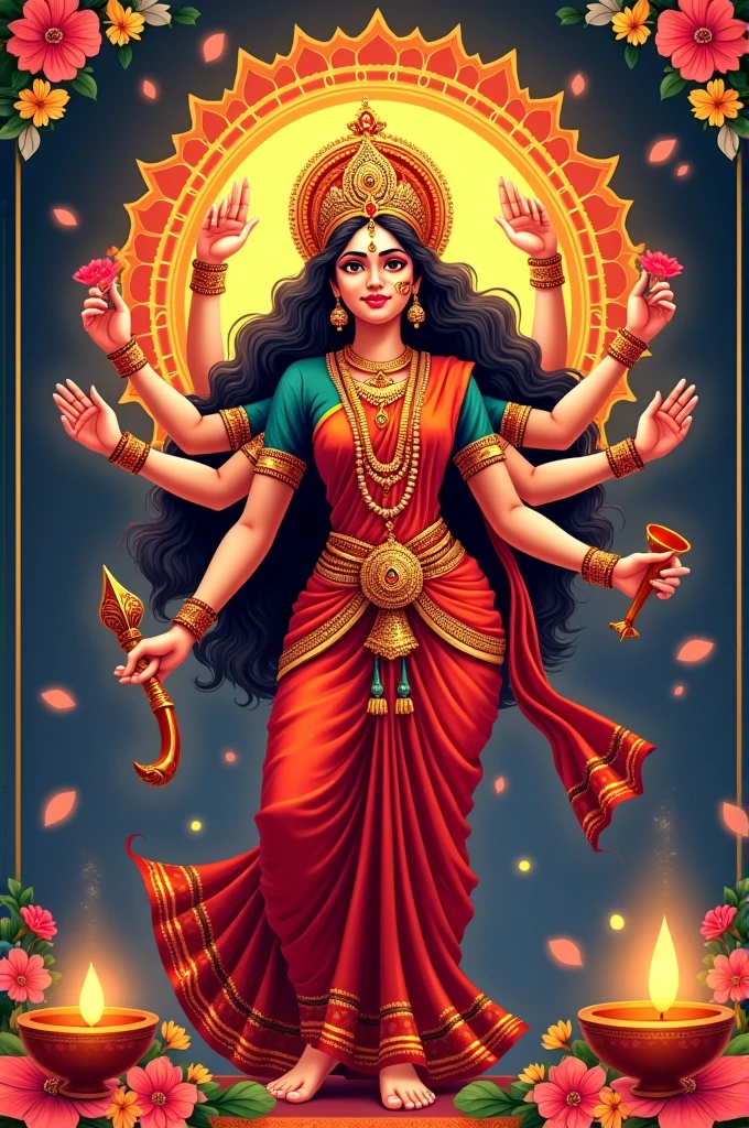 Happy Durga Puja Sale special offer banner template with festive elements