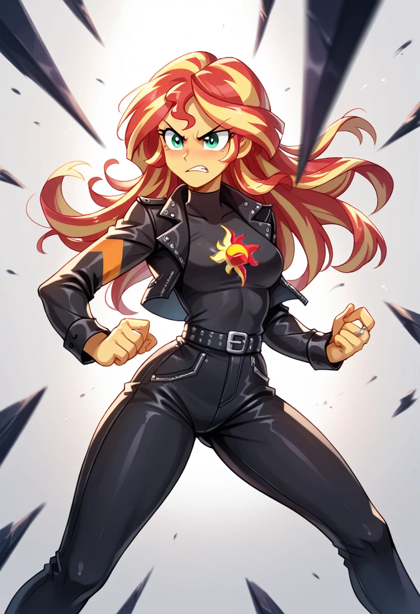 Eqg angry Twilight sparkle Black LaTeX costiume fight sunset shimmer in ring