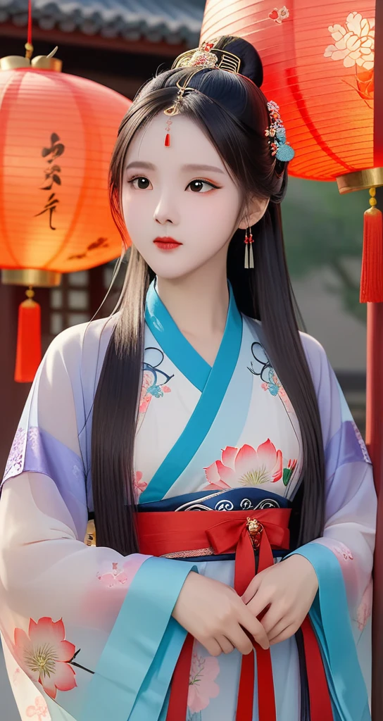 Ancient Chinese girl,Long hair,Hair accessories,Hanfu,printing,4K