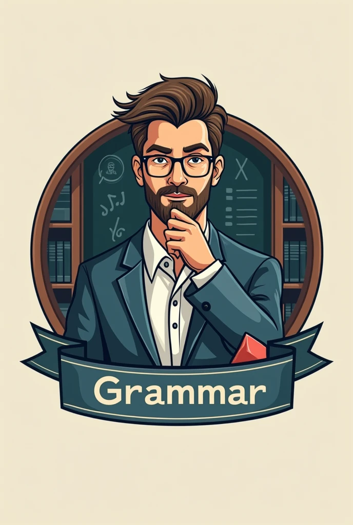 Group logo 'english grammar rules' with dp and text