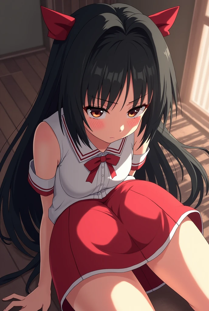 Nezuko Kamado bent over with her huge ass visible and her huge tits out