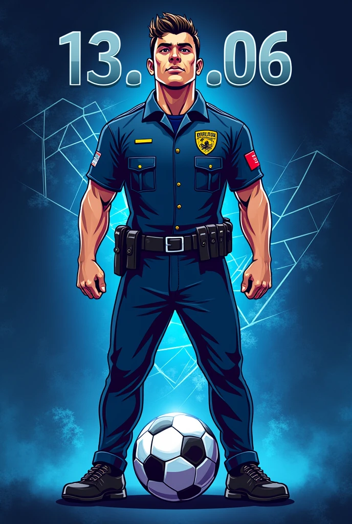 Logo for a police soccer team that says 13.06 in the logo
