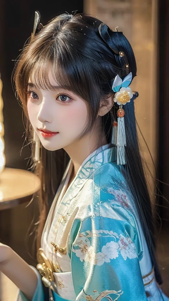 Ancient Chinese girl,Long hair,Hair accessories,Hanfu,printing,4K