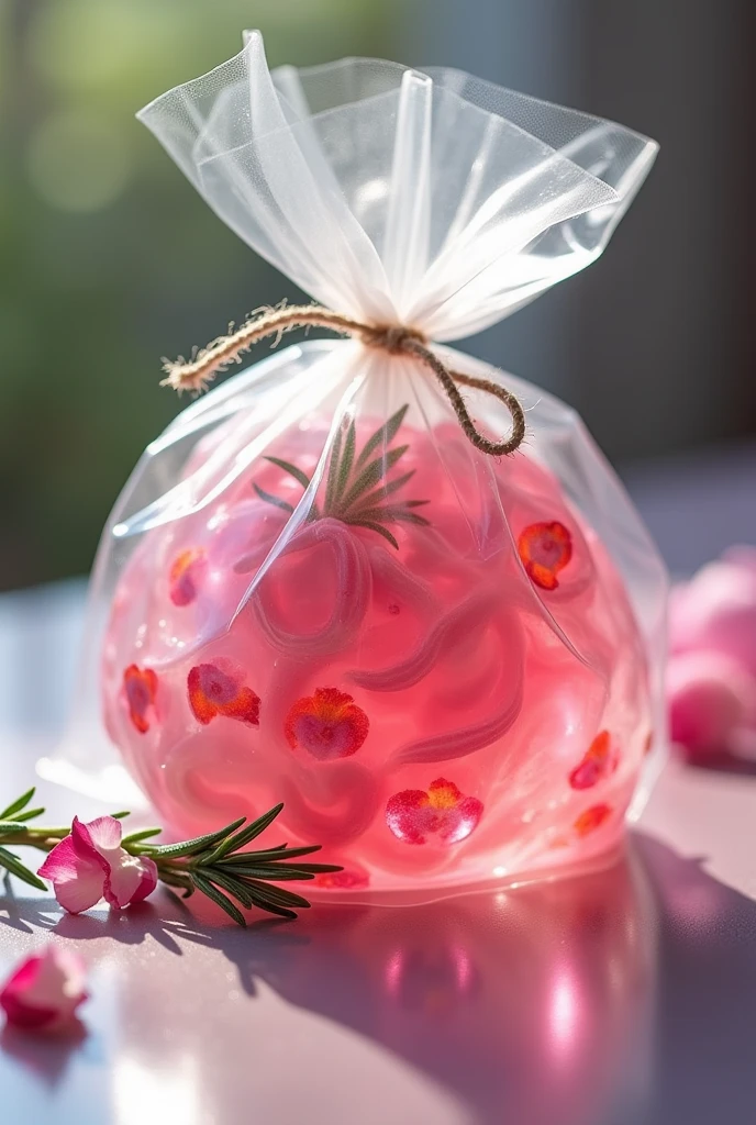 Rose jelly in a bag