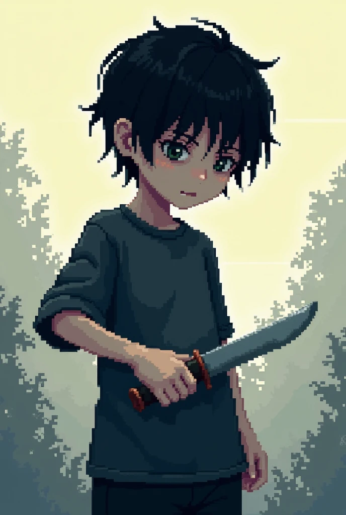 pixelated omori with a knife
