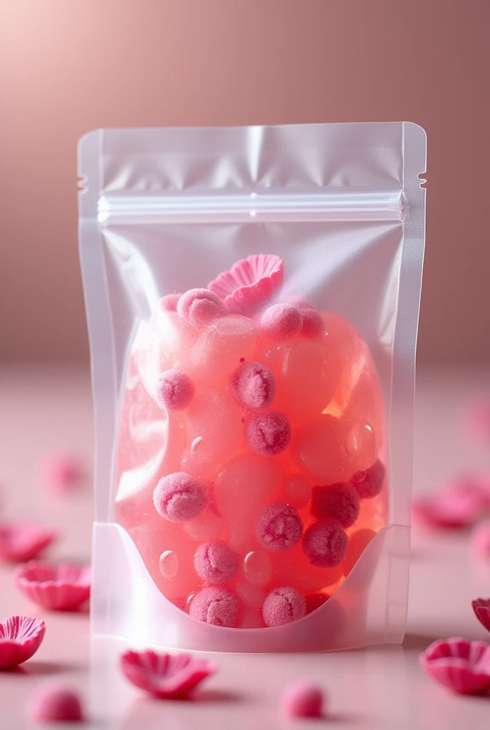 Rose jelly in a small bag