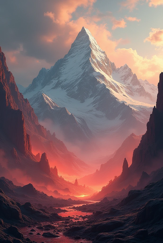 A battle , have mountains, red, no people