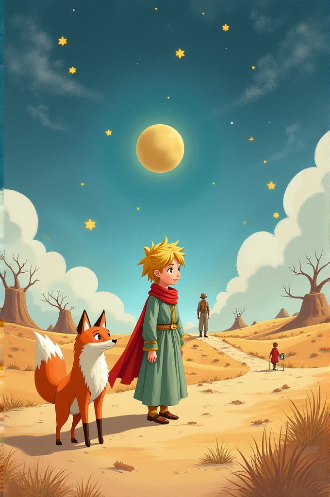 Generate images for the frames of my comic based on the book "the little Prince" by Antoine de Saint-Exupéry