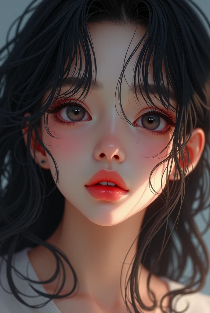 Jungkook from bts with long hair with cute lips the cute one 