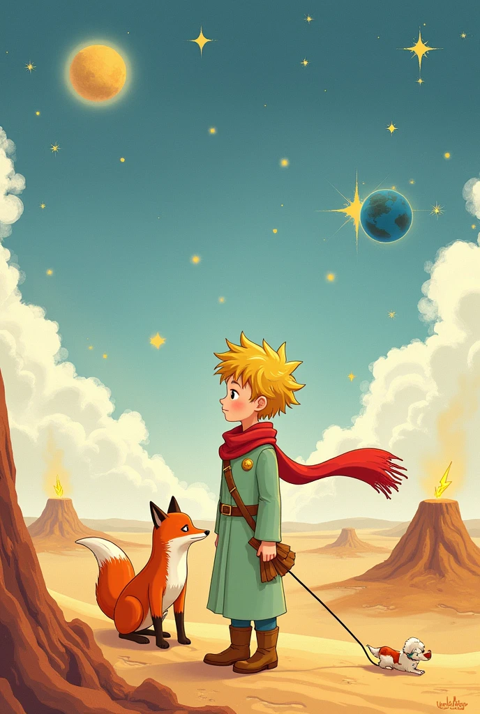 Generate images for the frames of my comic based on the book "the little Prince" by Antoine de Saint-Exupéry