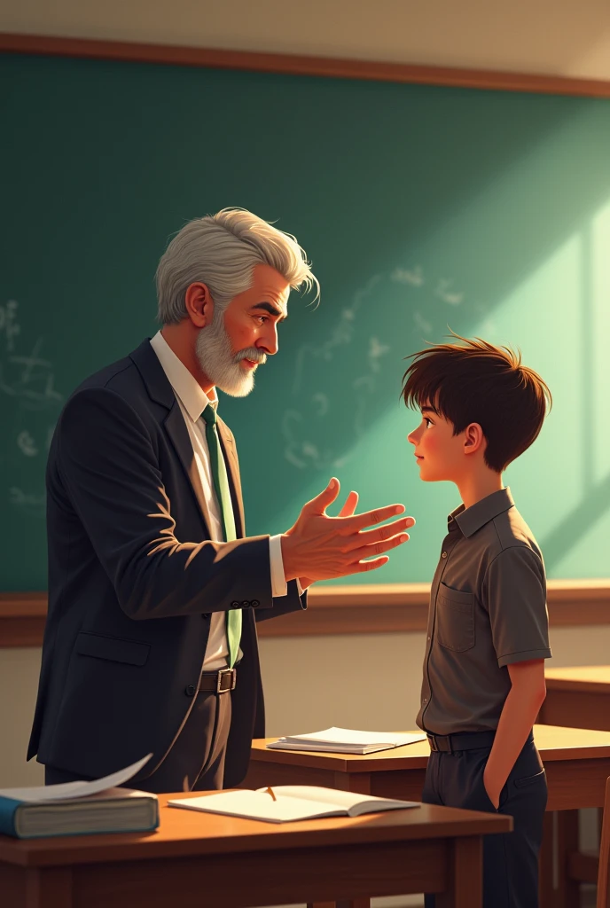 The boy teacher asked the boy student