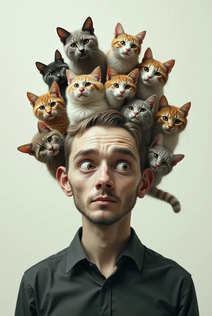A Man with a Brain Made of Cats,cats on top