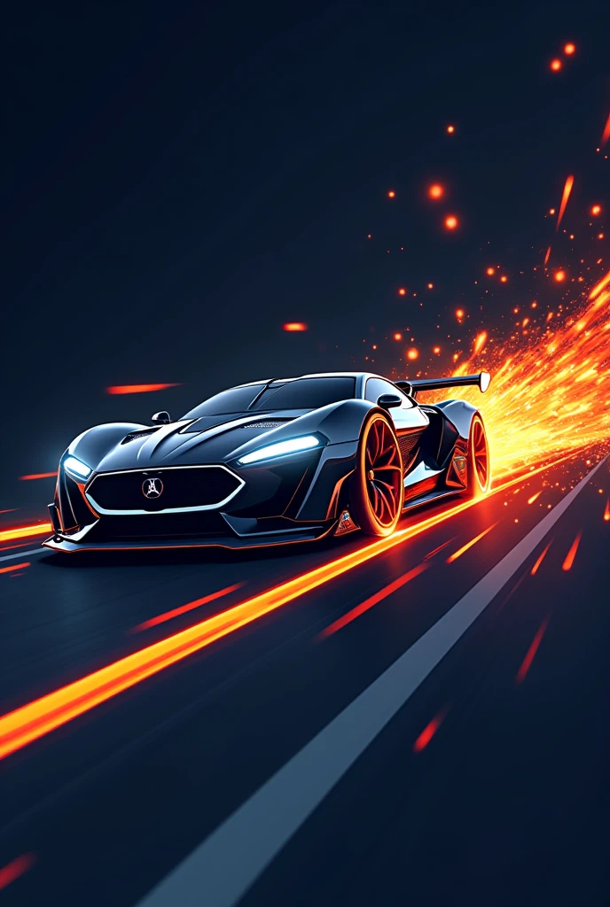 Create a logo for an automotive company called IMCO, In this one he adds in the same letters a road with a car with fire in the tail of the car 