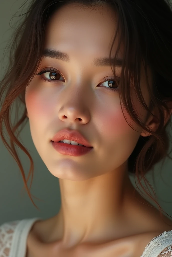(best quality,4k,8k,highres,masterpiece:1.2), ultra-detailed, (realistic,photorealistic,photo-realistic:1.37), beautiful detailed eyes, beautiful detailed lips, extremely detailed face, long eyelashes, flawless skin, exquisite facial features, radiant complexion, captivating gaze, alluring smile, sensual lips, seductive charm, mesmerizing beauty, glamorous appearance, graceful posture, stunning aesthetics, enchanting aura, delicate features, alluring femininity, elegant visage, captivating expression, refined facial contours, seductive allure, perfect symmetry, exquisite lip shape, silky smooth skin texture, attractive jawline, delicate eyebrows, radiant and clear complexion, appealing lip color, irresistible charm, intoxicating beauty, bewitching features, perfect facial proportions, luxurious lip texture, flawless makeup, high-fashion look, confident and charismatic gaze, irresistible magnetism, sophisticated elegance, timeless beauty, evocative sensuality, enchanting and irresistible lips, luscious lip color, seductive and inviting expression, radiant with natural beauty, irresistible allure, exquisite and delicate lip shade, seductive and alluring eyes, sultry and tantalizing lips, captivating and enchanting beauty, elegant and graceful presence, enticing and expressive facial features, mesmerizing and unforgettable beauty, flawless and symmetrical face, lush and plush lips, delicate and soft lip texture.