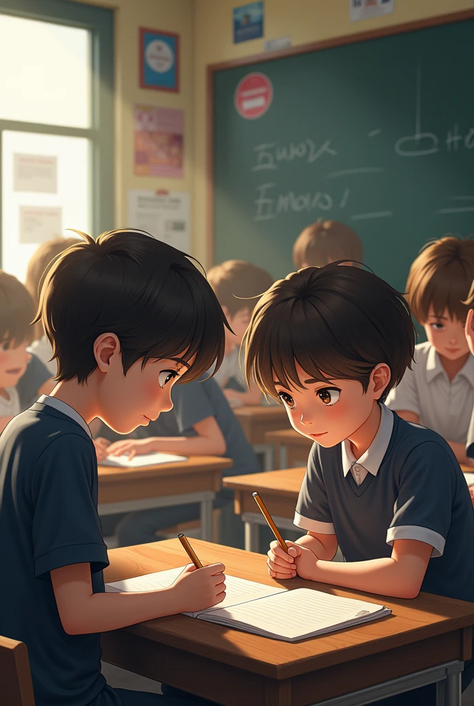 school classroom realistic boys