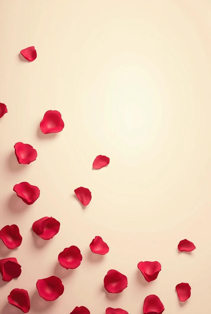 Make a beige wallpaper with red rose petals