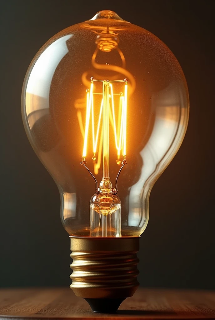 Early Light Bulb Design: "A close-up image of Thomas Edison's early light bulb, showing its glass envelope and carbon filament, with a soft glow emanating from it."