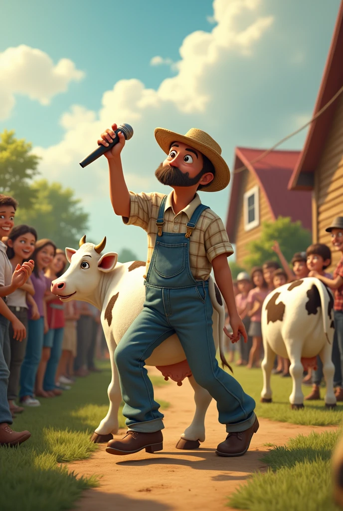 Once, a farmer decided to teach his cow to dance. He spent weeks working on it, but the cow seemed to have two left feet. Frustrated, the farmer asked his neighbor for advice. The neighbor said, “Well, maybe you should try teaching it to sing first!” The farmer was confused but agreed. So, he put a little microphone in front of the cow and played some music. To his surprise, the cow mooed in perfect pitch. Elated, he thought, “Maybe it’s time to put on a show!”
The next week, the whole town came to see the dancing cow. The farmer proudly led the cow to the stage. The cow took one look at the crowd, then simply stood there, chewing its cud. The farmer, looking puzzled, asked, “Why aren’t you dancing?” The cow looked at him and mooed, “I was just here to sing!”