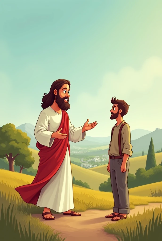 Jesus said for people cartoon on man going to city to