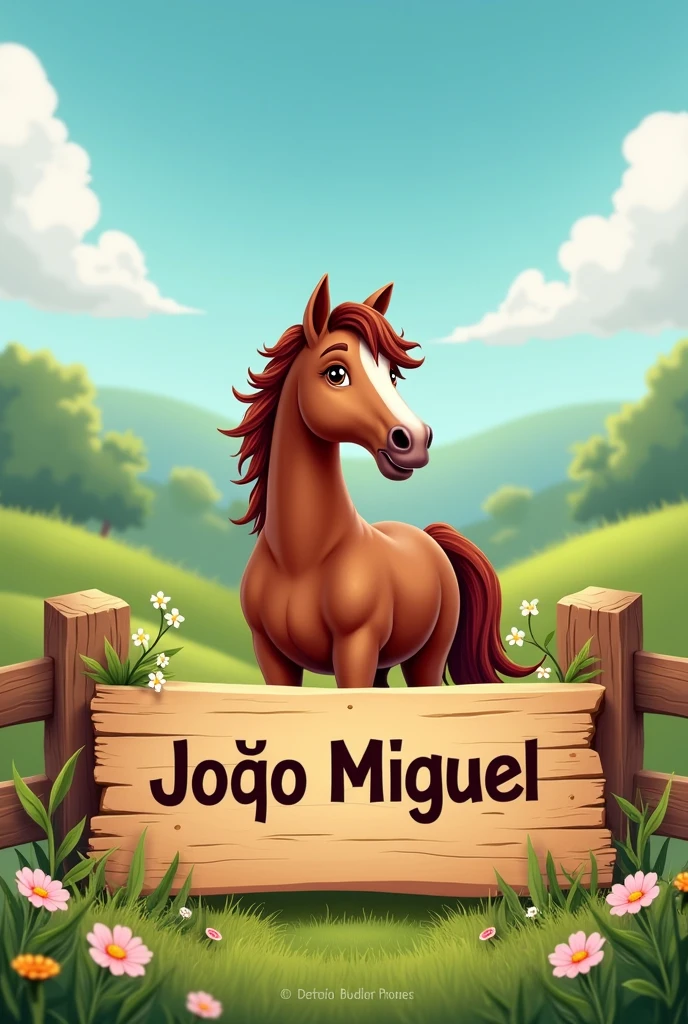 Create a country themed birthday invitation with a horse and the name João Miguel 